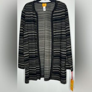 Ruby Rd. Black and Gold Patterned Cardigan